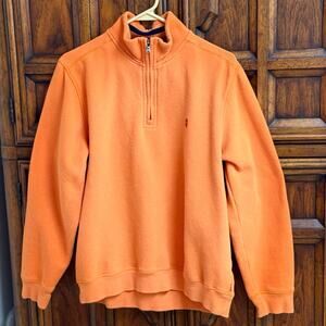 Izod men’s Medium unisex collared quarter zip sweatshirt. Orange IZOD logo